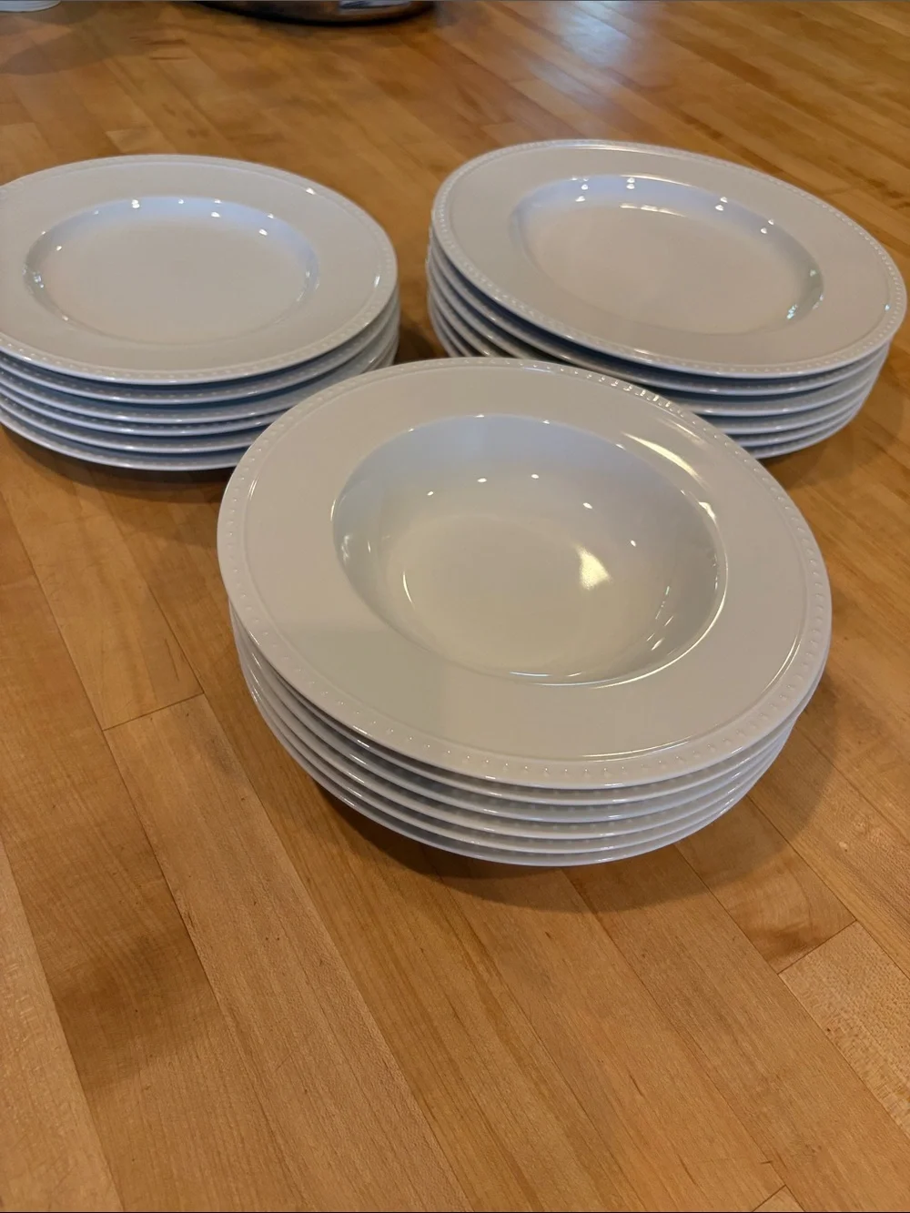 Crate&Barrel Staccato dinner plates, low bowl, salad plate, 6 of each, like new
